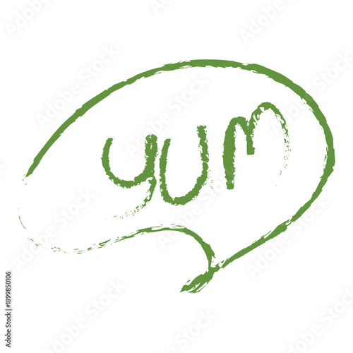 yummy caption dialogue window hand drawn chalk green brush illustration