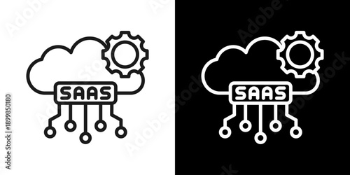 Saas Icon Of Line Black And White Style