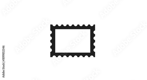 A simple black outline of a postage stamp with a jagged edge