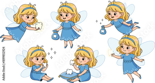Wallpaper Mural Cute Fairy Girl Character Vector Set with Magical Poses, Flying Actions, and Fantasy Expressions for Kids Illustrations, Storybooks, Stickers, and Design Projects Torontodigital.ca