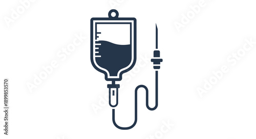 Simple illustration of an iv drip bag and tubing connection