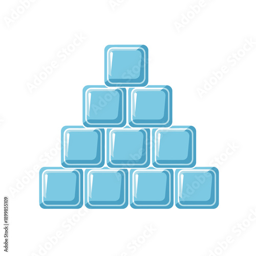Pyramid stack of glistening blue ice cubes. A refreshing vector illustration representing coolness, purity, and a frosty accent for beverages or summer designs