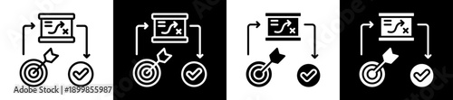 Pdca Icon Set In Black And White Filled Style Collection