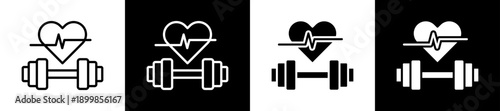 Fitness Icon Set In Black And White Filled Style Collection