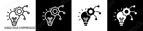 Technologies Icon Set In Black And White Filled Style Collection