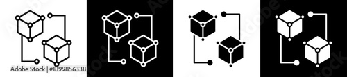 Blockchain Icon Set In Black And White Filled Style Collection