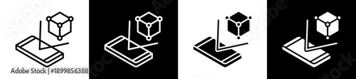Augmented Reality Icon Set In Black And White Filled Style Collection