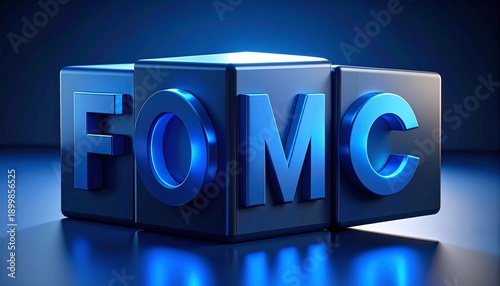 FOMC letters on blue cubes in modern financial setting
