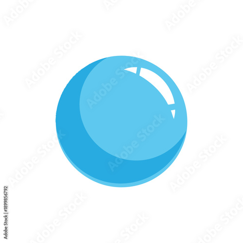 A simple, clean, and shiny blue bubble with a glossy reflection on its surface, isolated on a white background