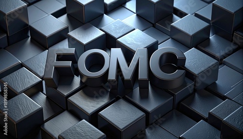 Federal Open Market Committee acronym on metallic cubes background