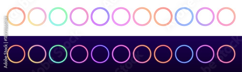 Gradient circular meshes merge with neon blur and subtle grain effects. Bright colorful forms create dynamic abstract compositions. Creative vector design PNG.