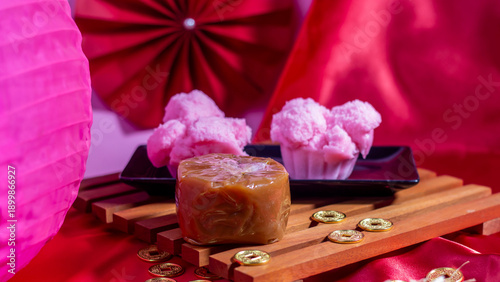Quadro su tela Chinese prosperity cake or Fa Gao (Fortune cake, Lucky cake) and Nian Gao is oft