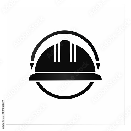 Construction hard hat icon, symbol of safety and protective gear for workers in industrial environments