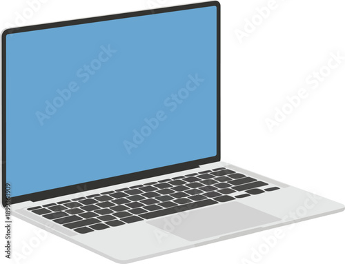 Open Laptop Computer with Blank Screen.
