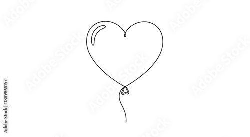 Heart-shaped balloon outline in minimalistic design  