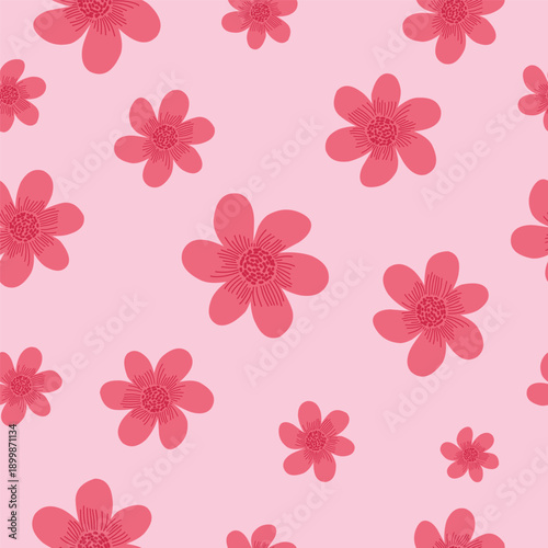 Seamless floral pattern background with flowers. Soft Pink Bloom Seamless Pattern Vector