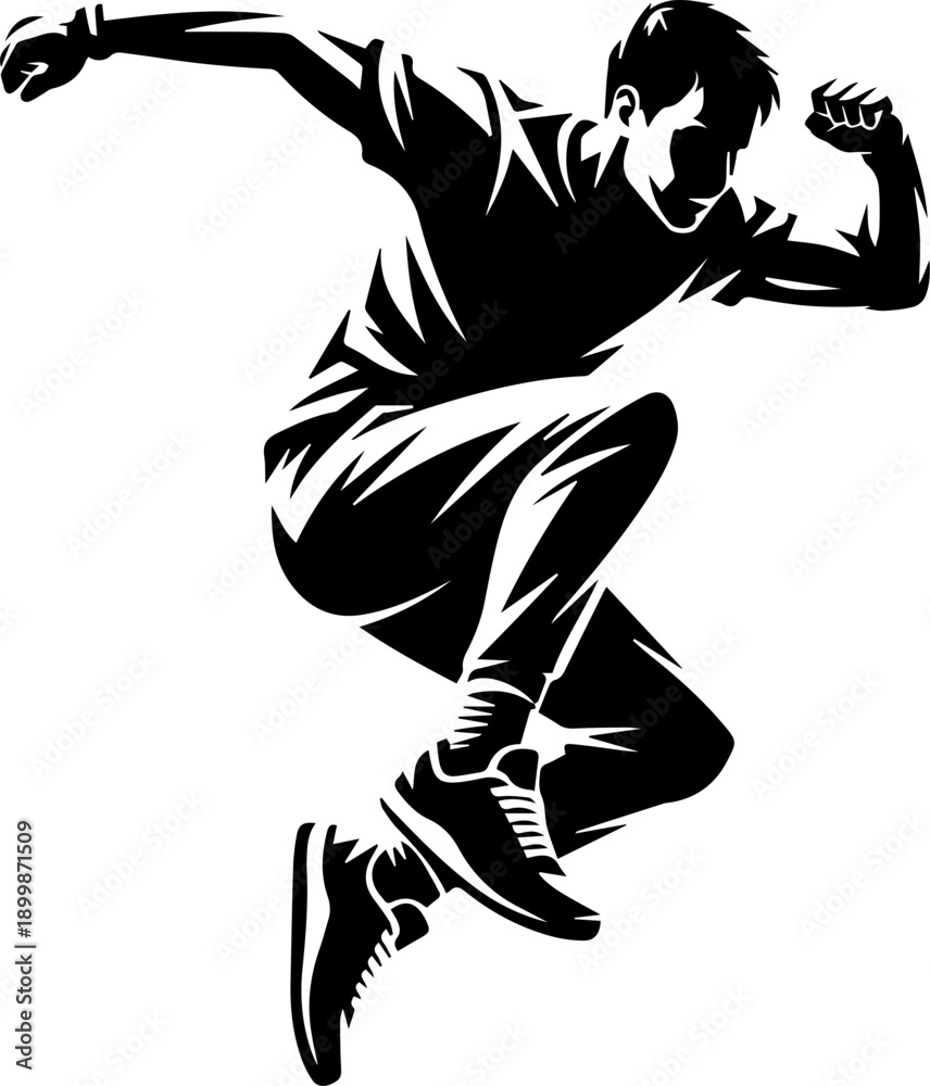 Fototapeta premium Dynamic Man Jumping Silhouette