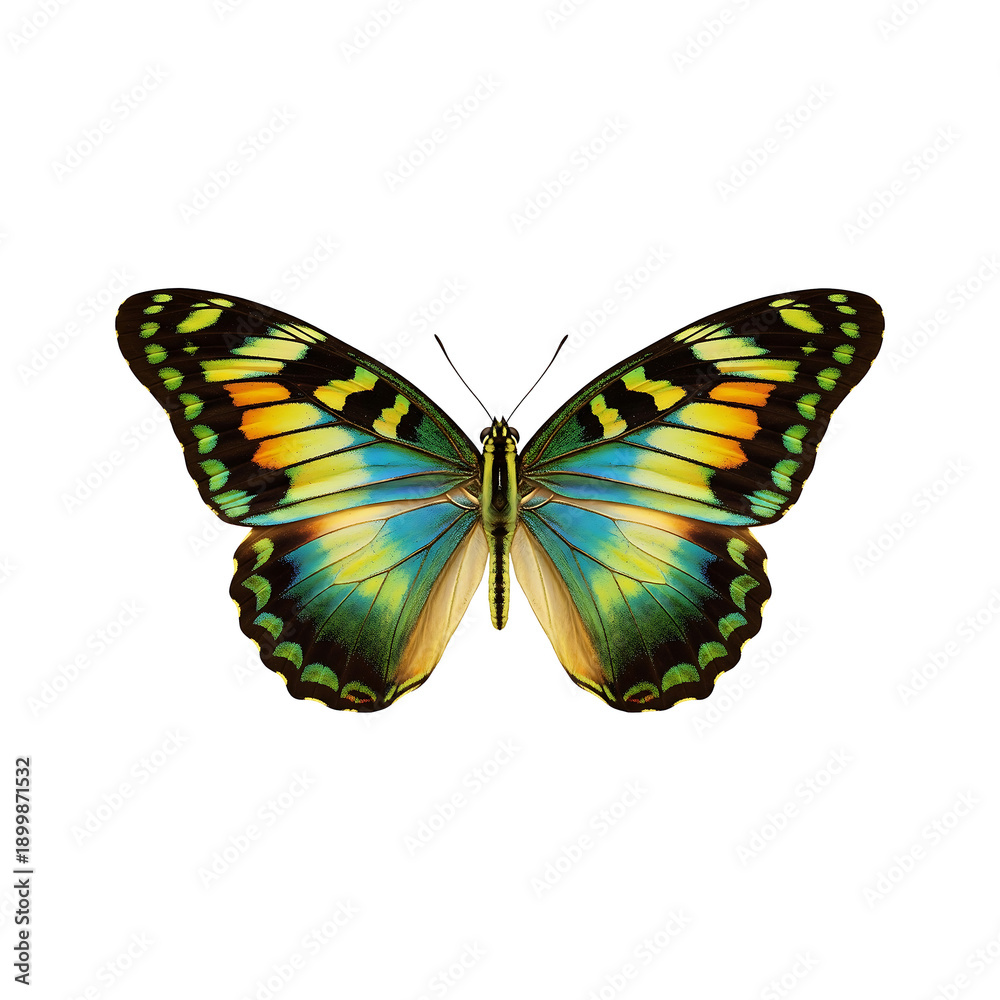 Fototapeta premium Colorful Teal and Orange Butterfly Graphic Transparent PNG