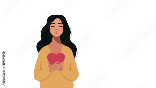 Woman holding a heart woman's day feminism feminine banner flyer background web website