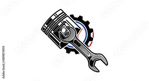 Piston and Wrench with Gear Mechanical Concept.