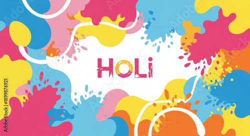Vibrant holi celebration background with colorful splashes and white space for text festive and joyful atmosphere for party and event promotions