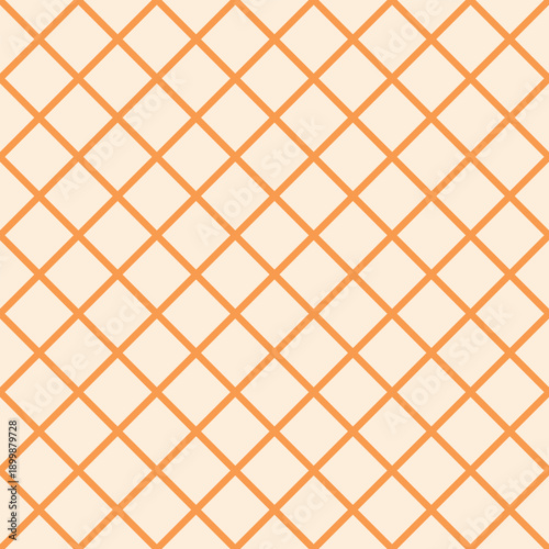 Seamless orange-yellow diagonal grid vector on an ivory background. Simple geometric design suitable for wallpaper, pattern design, branding, packaging, and digital use.