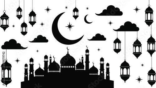 Intricate Islamic Geometric Pattern Vector for Eid Greetings