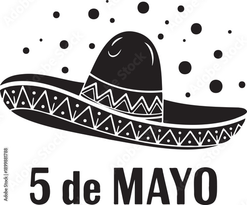 Mexican sombrero graphic design celebrating fifth of may day festival illustration