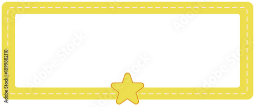 Yellow Stitched Label Frame With Star and Transparent Center