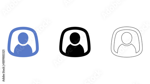 This image features three profile user icons in different colors, used for identifying individual accounts online. The i