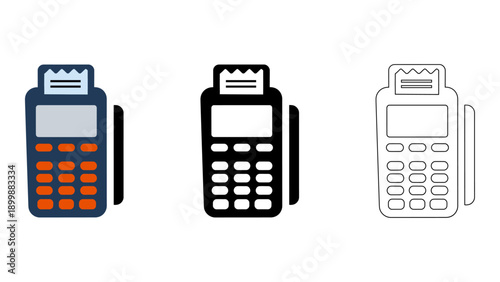 This image features three POS terminal icons in different colors and styles, representing point-of-sale card processing.