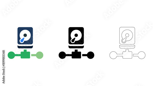 This image illustrates network storage devices connected across systems, enabling efficient data sharing and management.