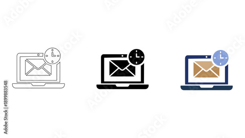 This image shows laptops displaying email updates with clock icons, symbolizing 24-hour information delivery and connect