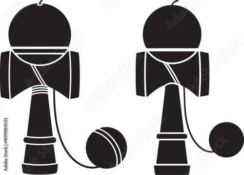 Kendo Stick Game Toy: Silhouette of Kendama with Ball and String