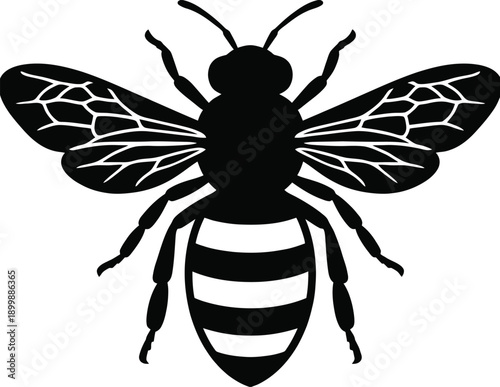 honey bee silhouette icon - black flying honeybee vector illustration isolated on white