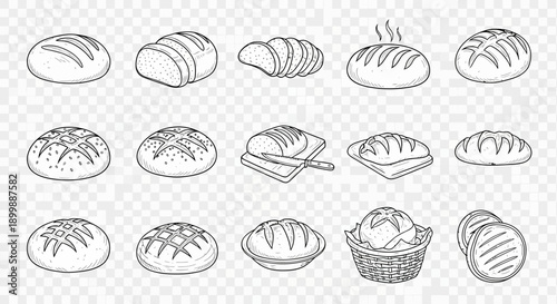 Assorted Bread Loaves and Rolls Illustrations.
