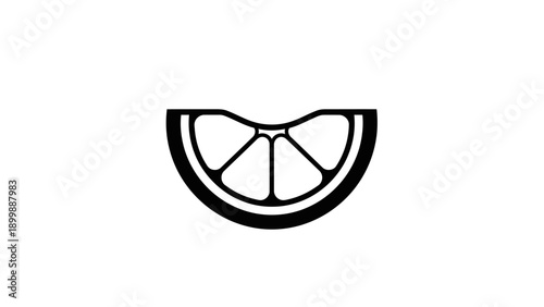 Simple black and white stylized outline of a citrus fruit slice against a white background