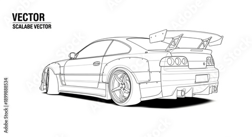 Sports Car Vector Illustration Sketch Style.