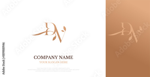 Canvas Print Initial DV Logo Design Elegant