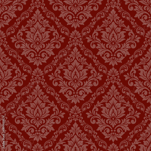 Red damask seamless pattern wallpaper, classic damask seamless pattern design, floral damask pattern vector for Wallpaper, Fabric, Branding, Packaging, Invitations, Wedding, Home Decor Design