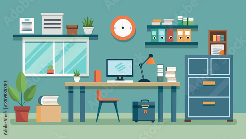 Modern home office setup with various electronic gadgets and stationery items. isolated on white background, Vector