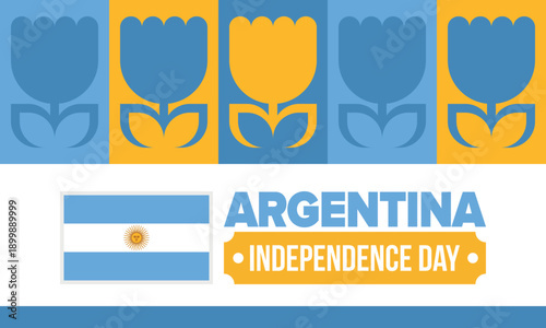 Argentina National Day. Happy holiday. Independence and freedom day. Celebrate annual. Argentina flag. Patriotic argentine design. Poster, card, banner, template, background. Vector illustration