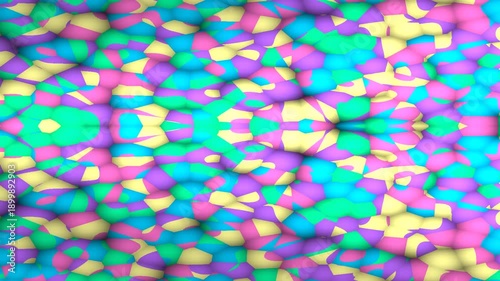 Displaying abstract colorful geometric patterns in a seamless looping visual