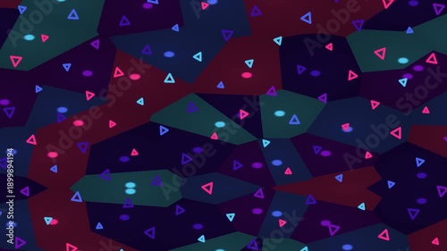 Engaging Abstract Motion Scene Showcasing Colorful Geometric Shapes in Dynamic Lighting