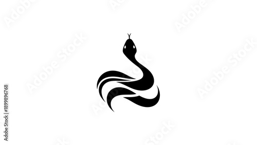Stylized Black Serpent Silhouette Emblem on White Background