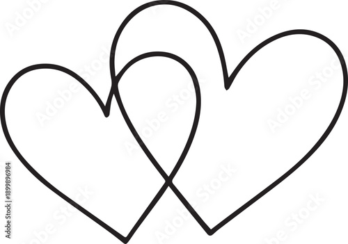 two intertwined hearts drawn with a single continuous black line on a white background