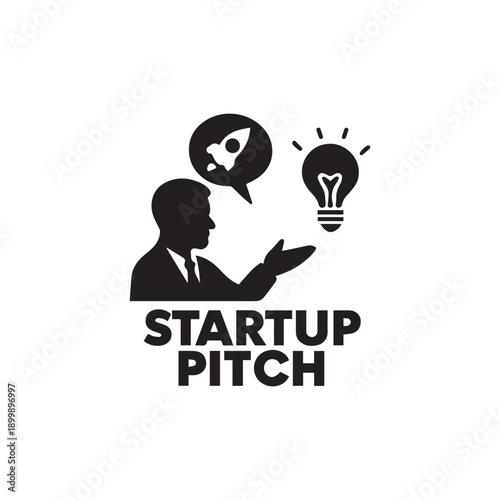  Startup pitch event icon silhouette vector art illustration