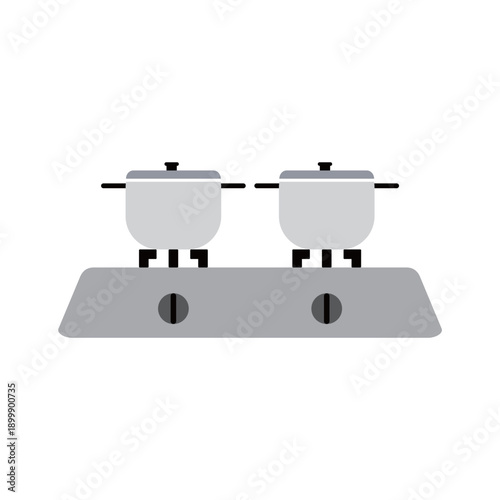 vector illustration of a gas stove and pan