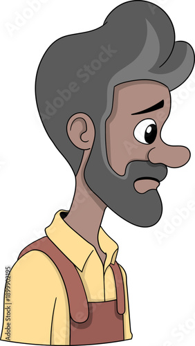 Sad Farmer Cartoon Character Illustration With Emotional Expression