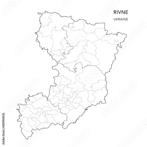 Vector Map of Rivne Oblast with Administrative Subdivisions of Raions (Districts) and Hromadas (Communities) of Rivne - Ukraine 2026